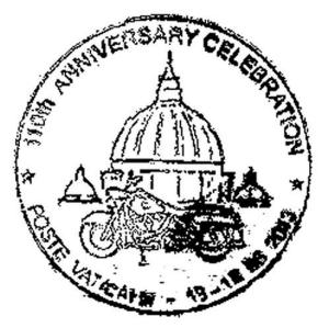 Postmark Vatican for 110th anniversary jaar Harley Davidson