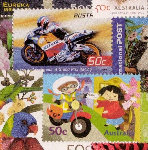 Detail with the motorcycle stamps