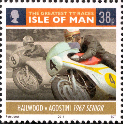 Isle of Man - stamp with Agostini and Hailwood