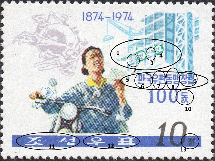 Stamp North-Korea on the occasion of 100 year UPU