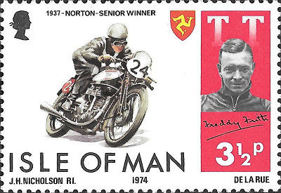 Zegel Isle of Man met Freddie Frith