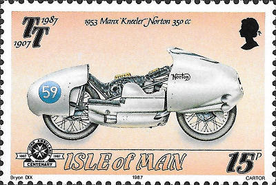 Zegel Isle of Man met Norton Manx Kneeler