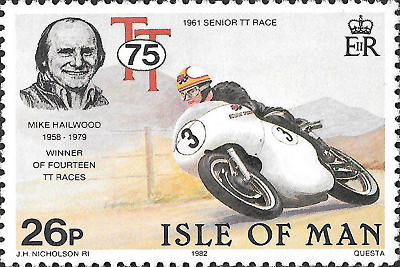 Zegel Isle of Man met Mike Hailwood