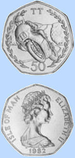 Coin from Isle of Man on the occasion of TT races 1982