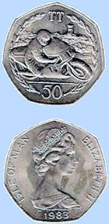 Coin from Isle of Man on the occasion of TT races 1983
