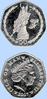 Coin from Isle of Man on the occasion of Centenary TT races 2007
