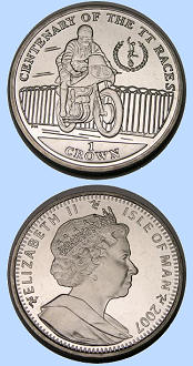 Coin from Isle of Man on the occasion of Centenary TT races 2007