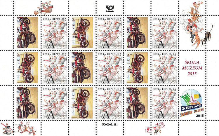 Persoonlijk Postzegelvel Tsjechi met afbeelding van Laurin & Klement 3-wieler