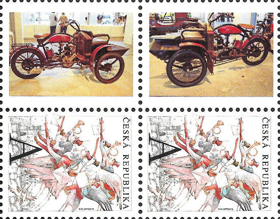 Persoonlijke Postzegel Tsjechi met afbeelding van Laurin & Klement 3-wieler