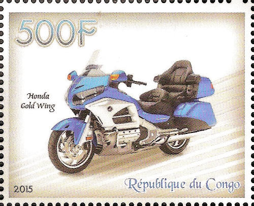 Stamp sheet with image of Honda Gold Wing