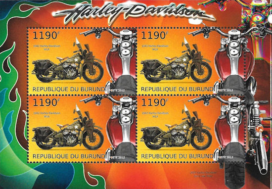 Burundi - block with Harley-Davidson Liberator