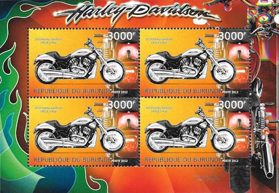 Burundi - block with Harley-Davidson VRSCB VRod