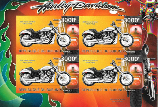 Burundi - block with Harley-Davidson VRSCB VRod