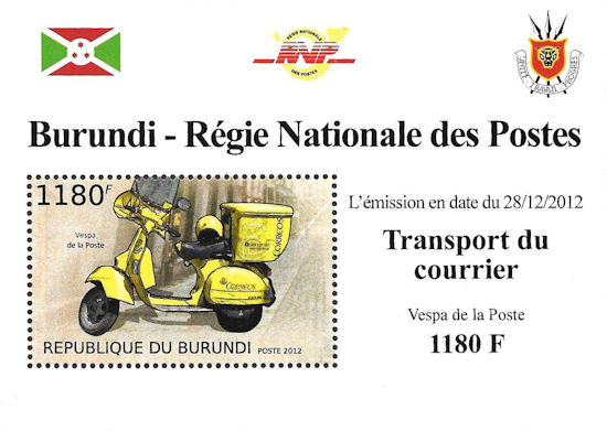 Burundi - block with Spanish Post scooter