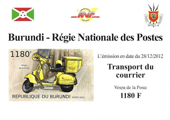 Burundi - block with Spanish Post scooter