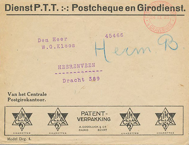 Postcheque envelop