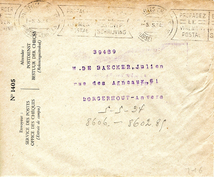 Postcheque envelop België