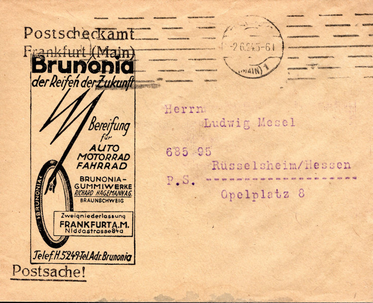 Postcheque envelop Duitsland