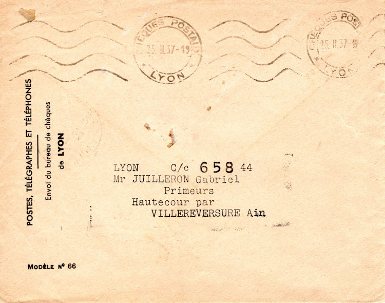 Postal cheque service envelopes