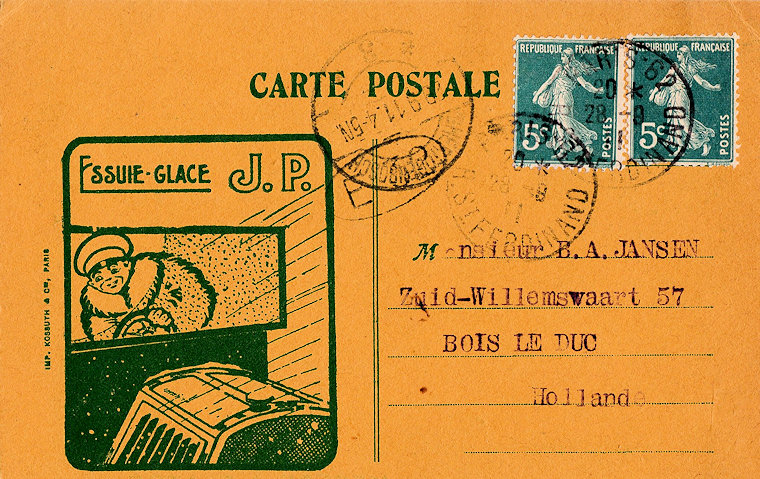 Briefkaart van Mestre & Blatgè aan de firma B.A. Jansen te 's-Hertogenbosch