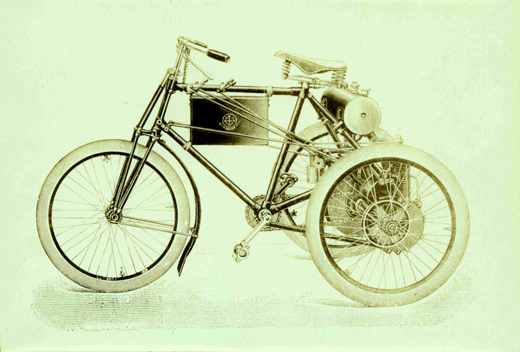 Driewieler met de Dion Bouton motor, gebouwd door de firma B.A. Jansen te 's-Hertogenbosch