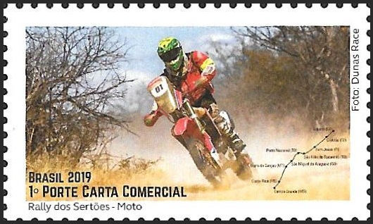 Zegelvel Brazilië tgv. Sertoões Rally met afbeelding van motorcrosser