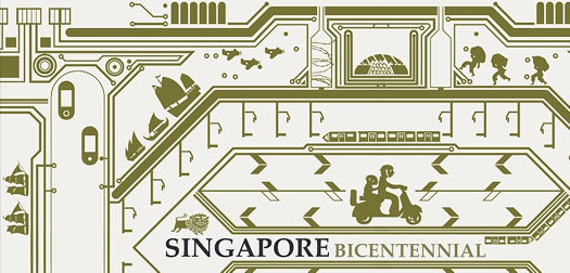 Postzegelmap Singapore Bicentennial