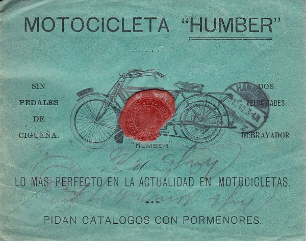 Reclame-envelop Humber motor 1910