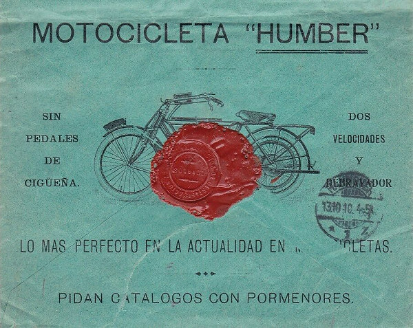 Reclame-envelop Humber motor 1910