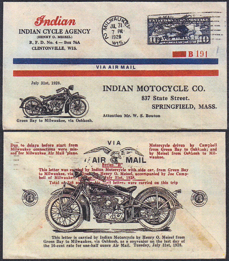 Speciale envelop USA met Indian motorfiets