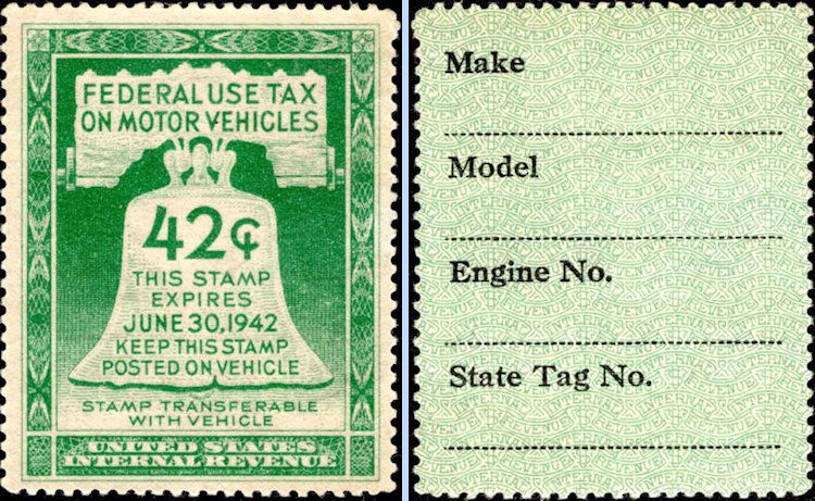 USA Motor Vehicle Tax Stamps