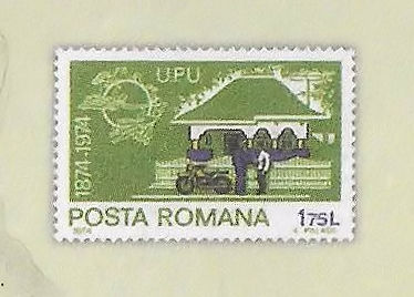 Detail Efiro herinneringsenvelop met de postzegel van Roemenië met een motorrijder
