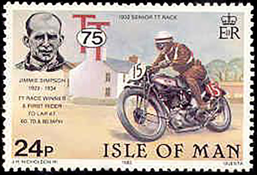 Postzegel Isle of Man met Jimmy Simpson