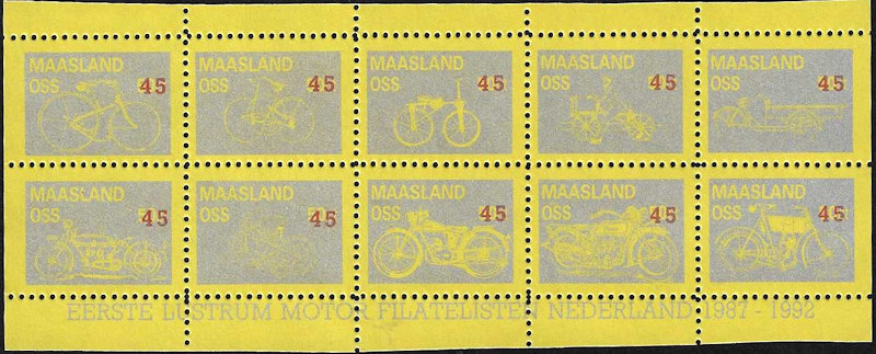 Vel motorzegels Maaslandpost met opdruk 45ct