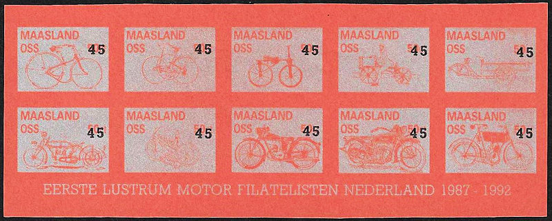 Vel motorzegels Maaslandpost met opdruk 45ct