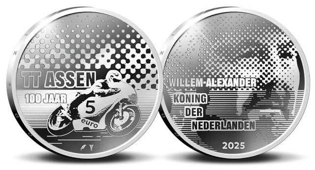 Nederlandse 5-euro munt tgv. 100 Jaar TT-Assen