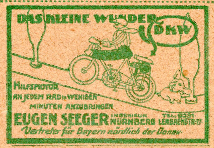 Kartenbrief met reclame voor DKW hulpmotor