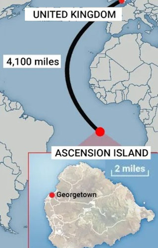 Ligging van het eiland Ascension