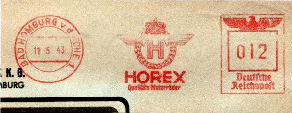 Envelop met Francotype frankeerstempeling van de firma Horex