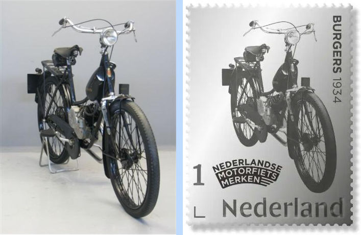 Zilveren postzegel PostNL met Burgers motorfiets