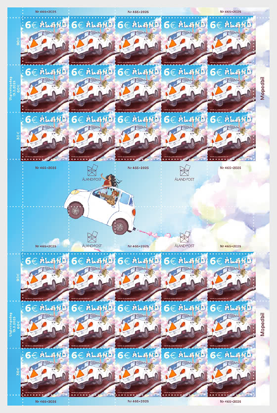 Postzegel &Aring;land met bromauto