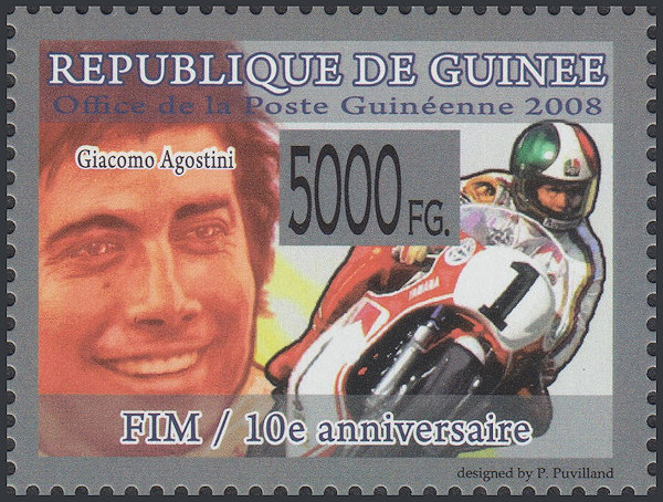 Postzegel Guinee met afbeelding Giacomo Agostini