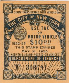 Motor-belastingzegel uit New York