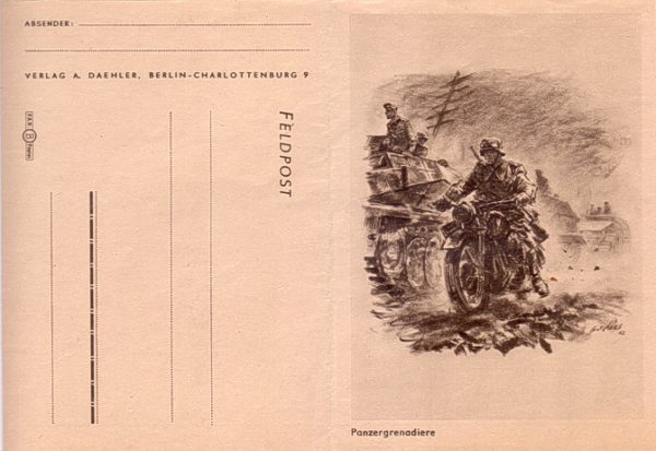 Feldpost briefkaart Duitse Rijk met BMW motorfiets