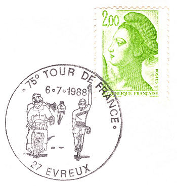 Stempel Frankrijk tgv. 75e Tour de France