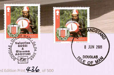 Stempel tgv. ronde Rossi en Agostini over Manx TT-circuit