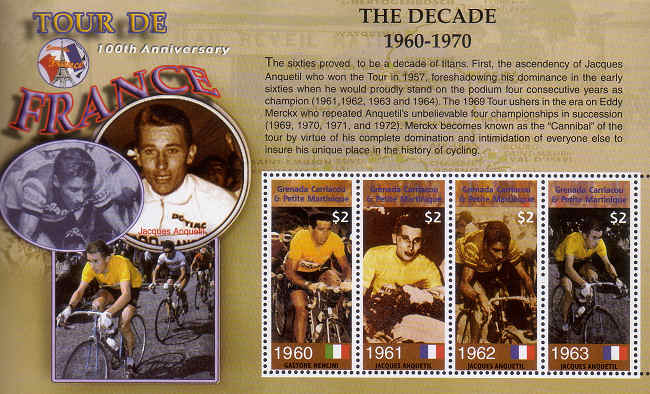 Tour de France Postzegelvel Grenada Cariacou & Petite Martinique