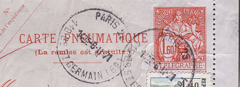 French Carte Pneumatic Chaplain - 1 Fr 60