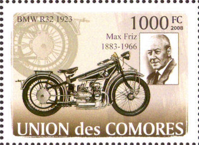 Zegel Comoren met BMW R32 1923