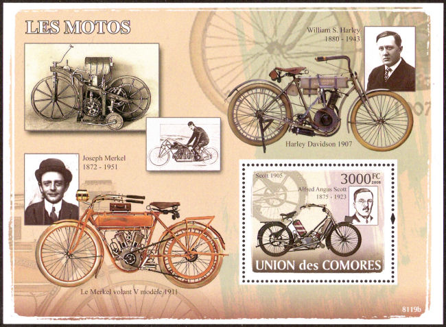 Bloc Comorenwith antique motorcycles